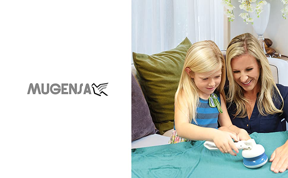 Mother and daughter using Maxrecor X1 fabric shaver